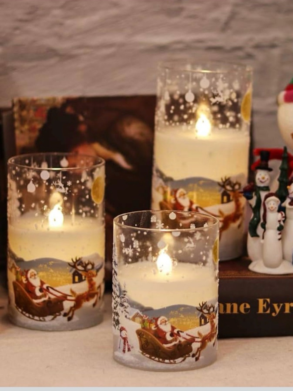 Santa Claus Flameless Candles Battery Operated Remote and Timer Real Wax LED 🤩